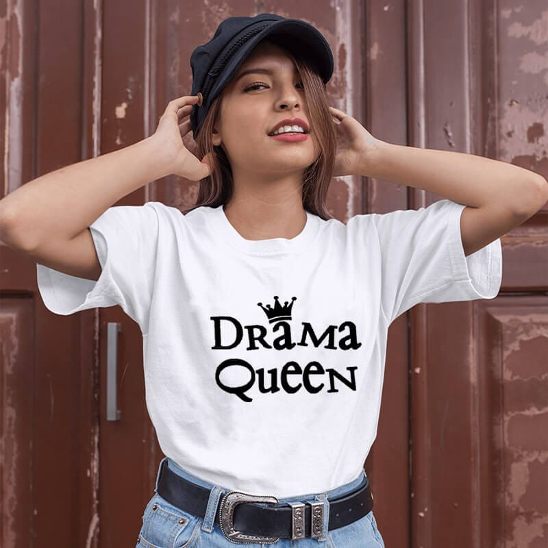 Drama Queen New Arrival Graphic Women's Summer Funny T-Shirt Drama Lovers Gift Everyone is the queen on their own life stage