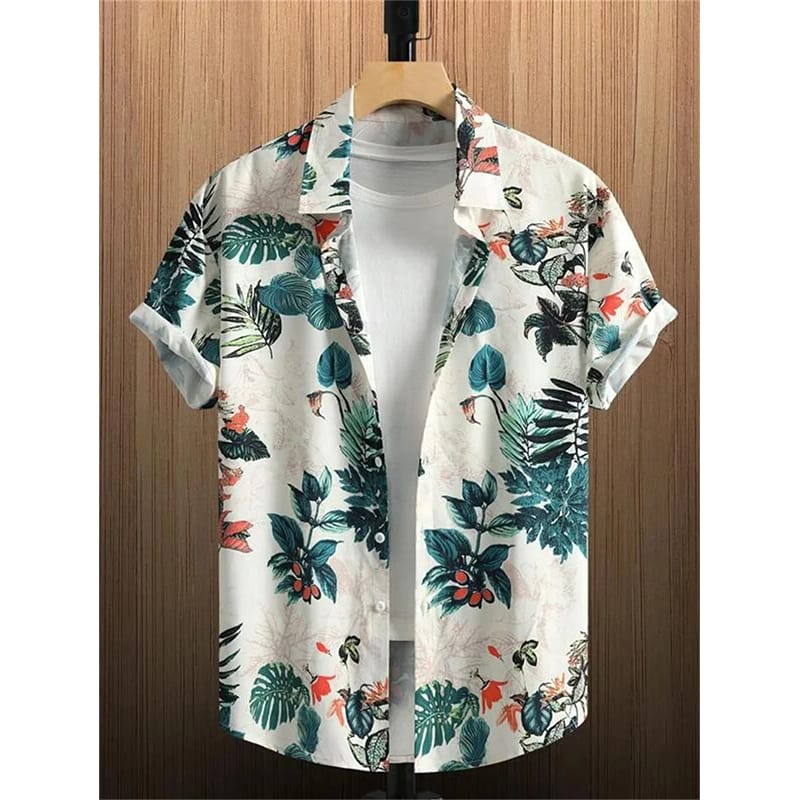 Summer Flower 3D Print Tops Men's Summer Hawaiian Beach Shirts Outdoor Party Harajuku Blouse Womens Clothes Short-sleeved Tees
