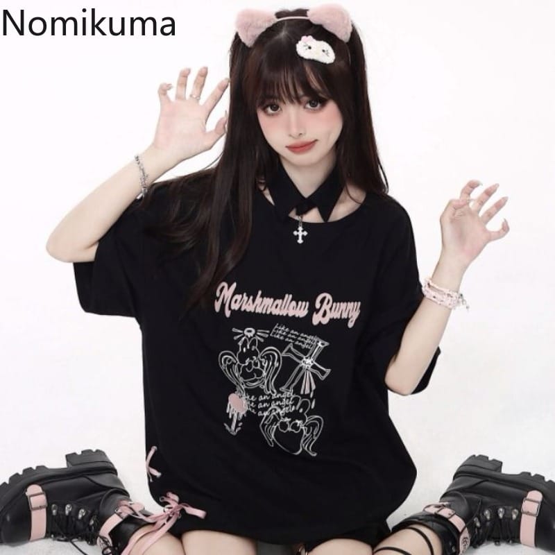 Oversized T-shirts Women's Clothing Japanese Y2K Top Ropa Mujer Printed Short Sleeved T Shirts Fashion Casual Tees Summer Tshirt