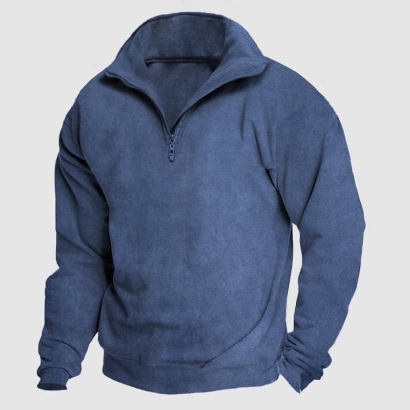 Men's Fashionable Casual And Comfortable Zipper Pullover New American Retro Style Solid Color Zipper Sweatshirt WF4