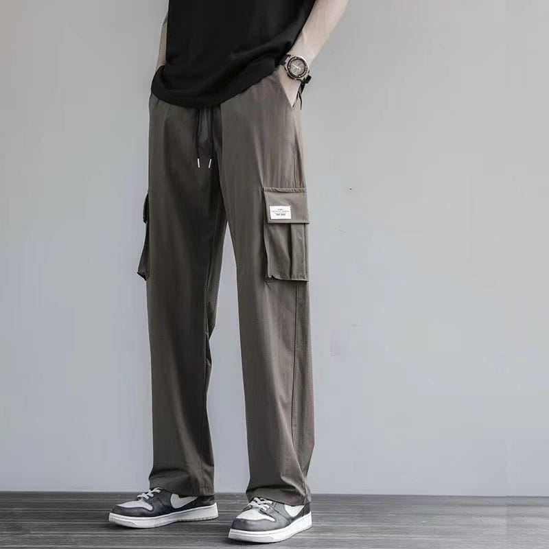 Spring Autumn New Fashion High Waist Pocket Clothing for Casual Versatile Western Style Wide Loose Commuting Simple Men's Pants