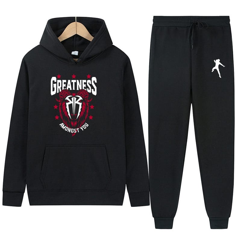 Spring and Autumn New Famous Wrestler Roman Reigns Men's and Women's Casual Punk Street Sports Pants Set