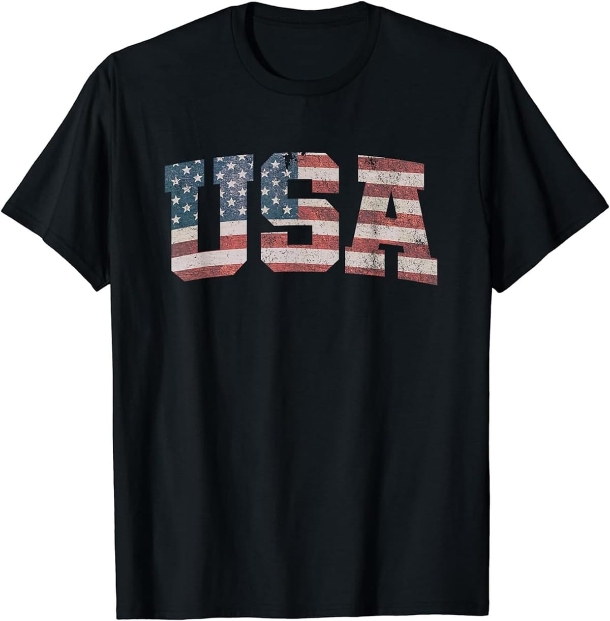 Vintage USA US Flag Patriotic Women's Crew Neck Casual Short Sleeve Vintage Summer Graphic T-Shirt