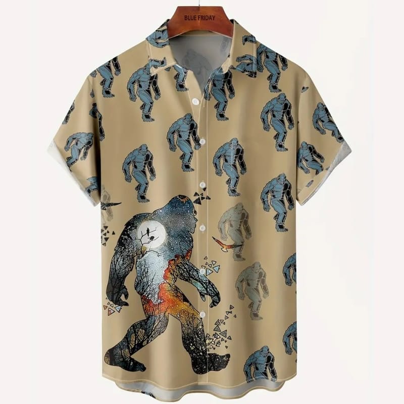 Chimpanzee Print Hawaiian Shirts For Men Oversized Men's Casual Shirt Retro Fashion Short Sleeve Shirt High Quality Men Clothing