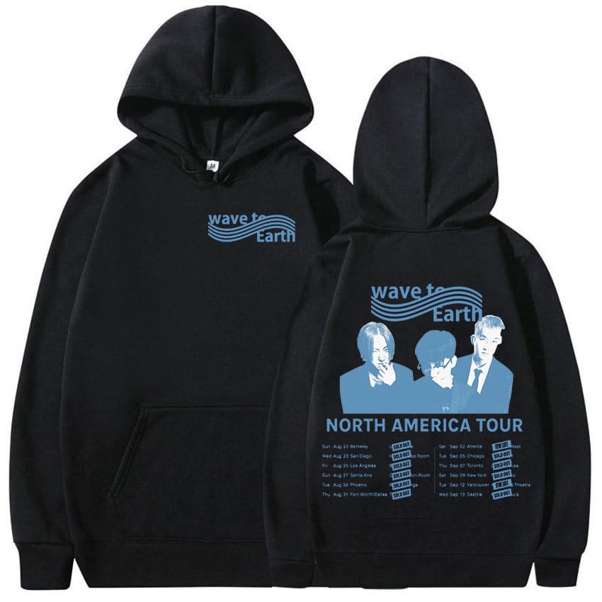 Korean Band Wave To Earth Tour 2024 Print Hoodie Men's Women Fashion Retro Oversized Sweatshirt Fleece Pullover Clothing Hoodies