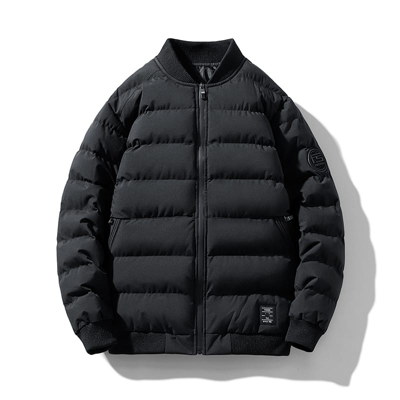 Men's Cotton Clothes Autumn Winter New Solid Color Thickened Warm Casual Business Office Round Neck Bread Coat Men Simple Jacket