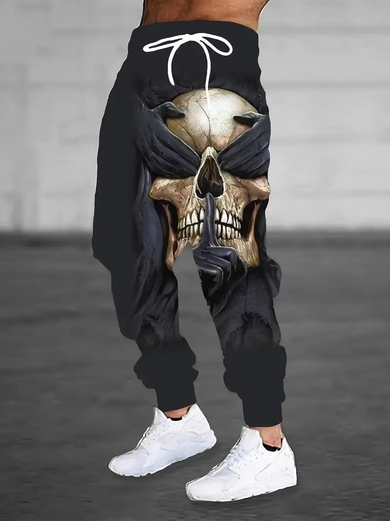 Scary Skull Printed Elastic Comfortable Sports Pants New Four Seasons Jogging Sports Pants Men's Fitness Training Pants ML4