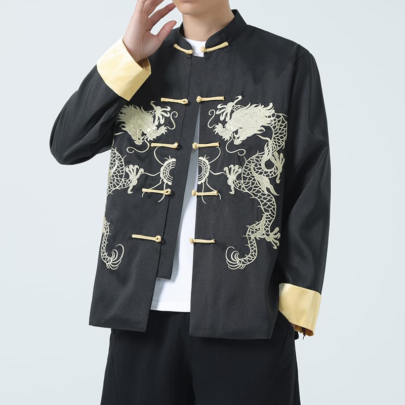 Fashion Men's Jacket Casual Embroidery Jackets Men Single Breasted Clothes Men Stand Collar Coat Male Outwear New Streetwear