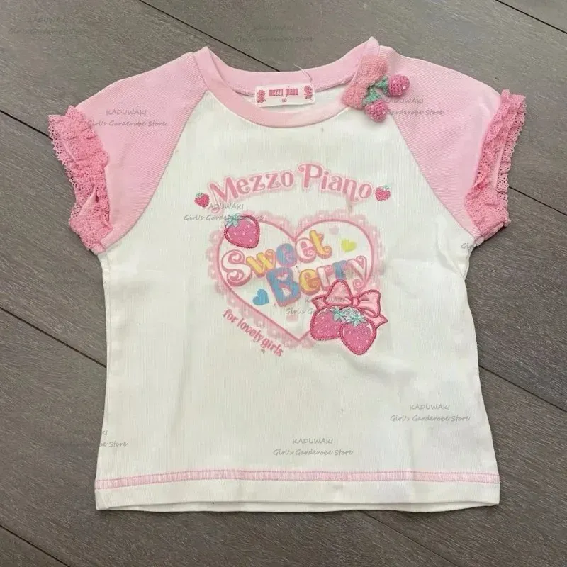 Aesthetic Letter Print 90s Y2K T-shirts Punk Streetwear Gothic Women's Short Sleeve T-shirt Fairy Sweet Color Contrast Crop Tops