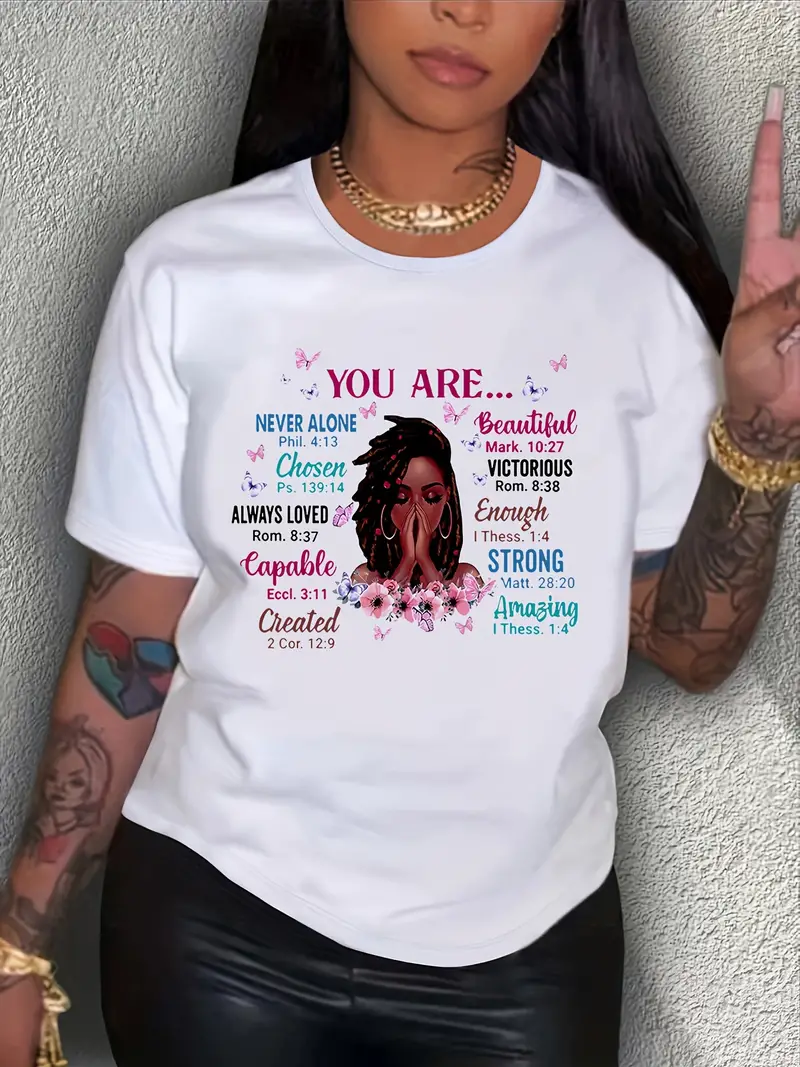 Encourage Girl Slogan Women t shirt Summer Fashion Short sleeved T-shirt Tee Tops Printed O-neck Casual T-shirt Women's Clothing