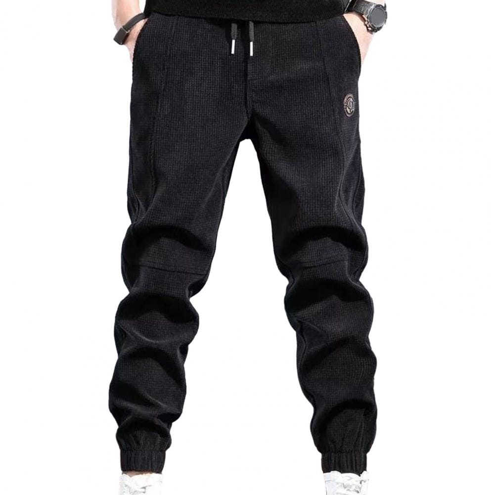 Men Fleece Pants Solid Color Men Pants Men's Drawstring Elastic Waist Plush Sweatpants with Pockets Soft Warm Casual for Sports
