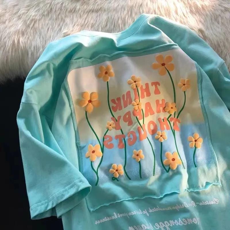 Top T Shirts Short Sleeve Women's 2022 Summer New Top Women Half Sleeve Flower Short Sleeve Top T Shirt Women Oversized T Shirt