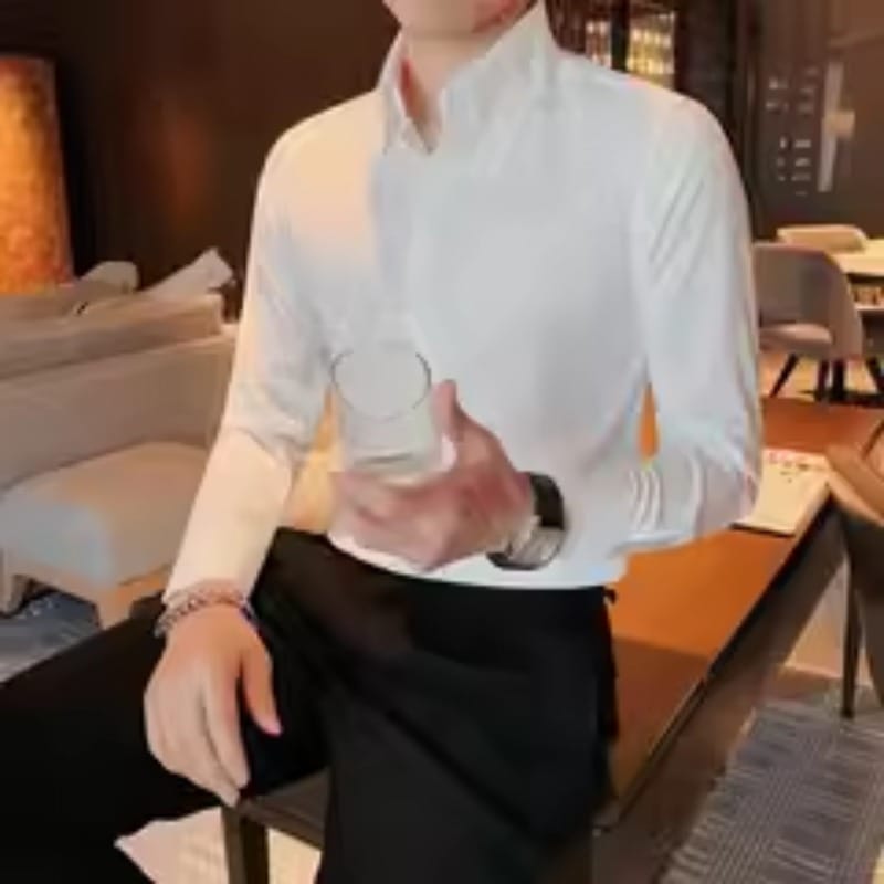 2024 Autumn Winter Classic Solid Color Long Sleeve Shirts Men's Casual Versatile Business Dress Shirt Social Party Men Clothing