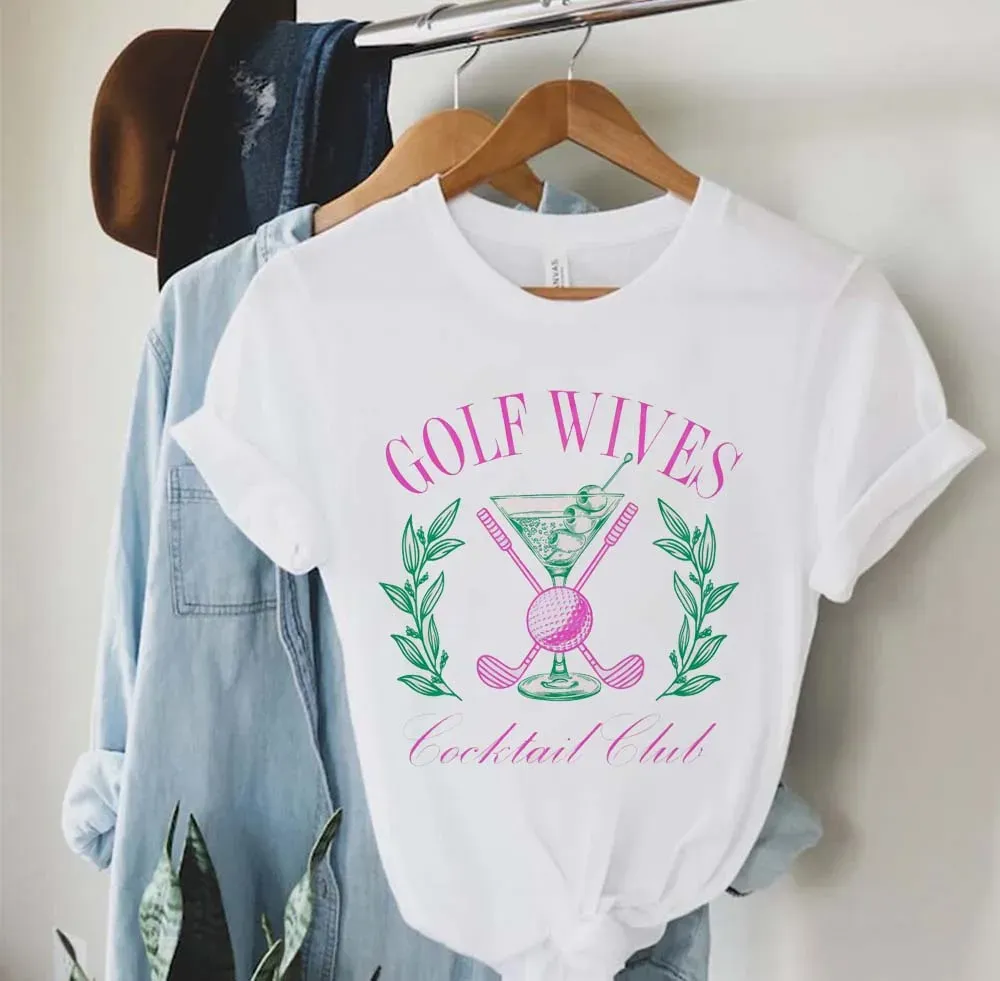 Summer Cocktail Club New T-Shirt Short Sleeved Women's Printed Women's Fun Versatile Pattern Casual Style Printed Summer T-Shirt