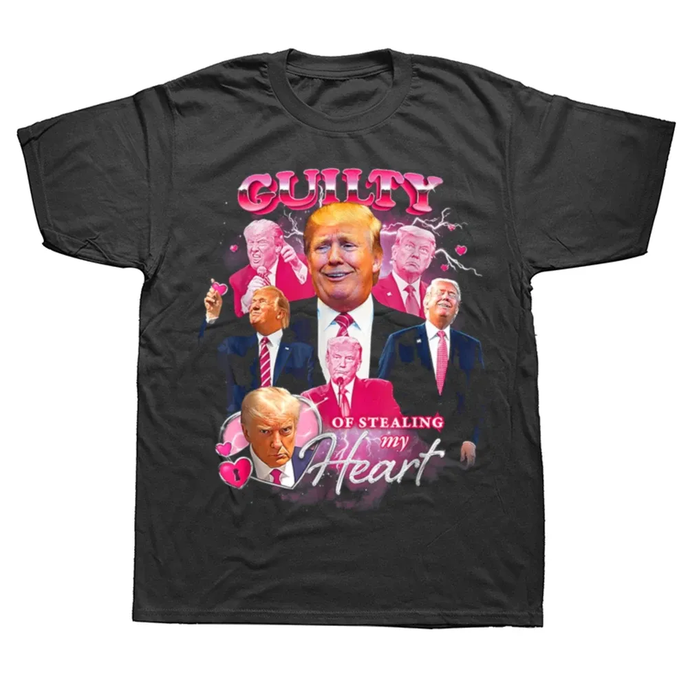 Funny Donald Trump Stealing My Heart Guilty T-shirt Men's and Women's High Quality Soft Casual Short Sleeved T-shirt Unisex