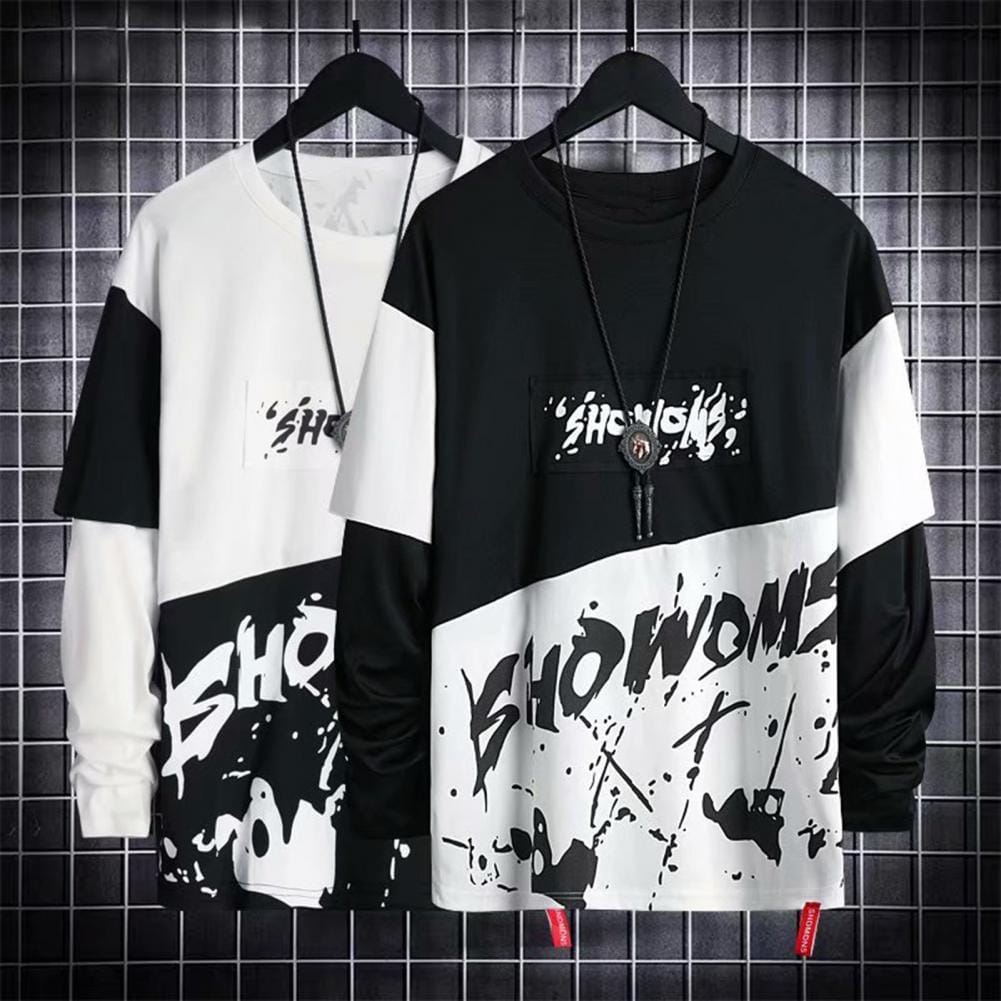 Long Sleeve Fall Sweatshirt Hip-hop Sweatshirt Stylish Men's Streetwear Hip Hop Letter Print Sweatshirt with Colorful for Fall