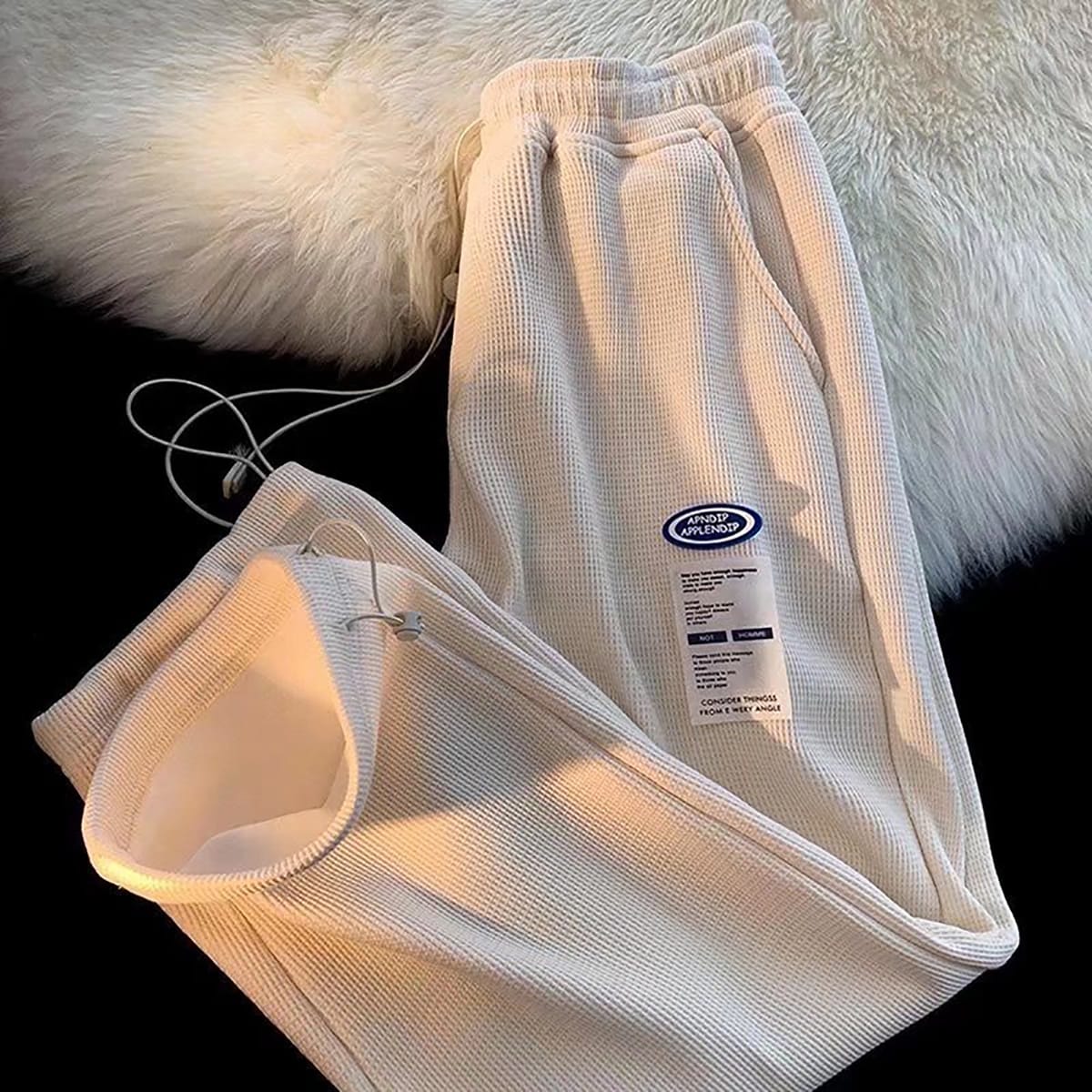 Men'S Loose Corduroy Jogger Pants Drawstring Plush Mid Waist Trousers  Autumn Winter Loose Plus Size Straight Trousers