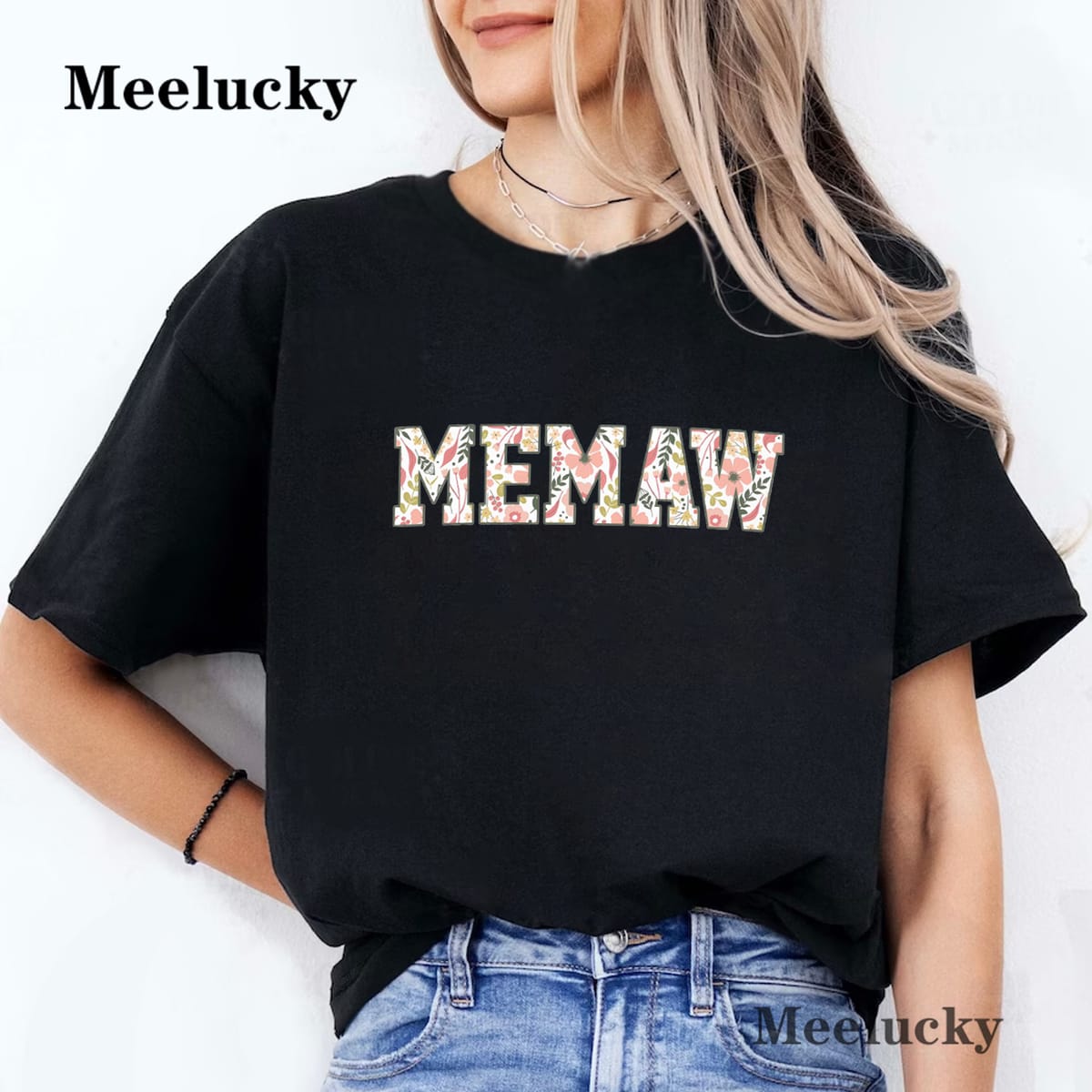 Memaw Print Women's T Shirt Cotton Women's Loose Short Sleeve Top O-Neck Vintage T Shirt Top