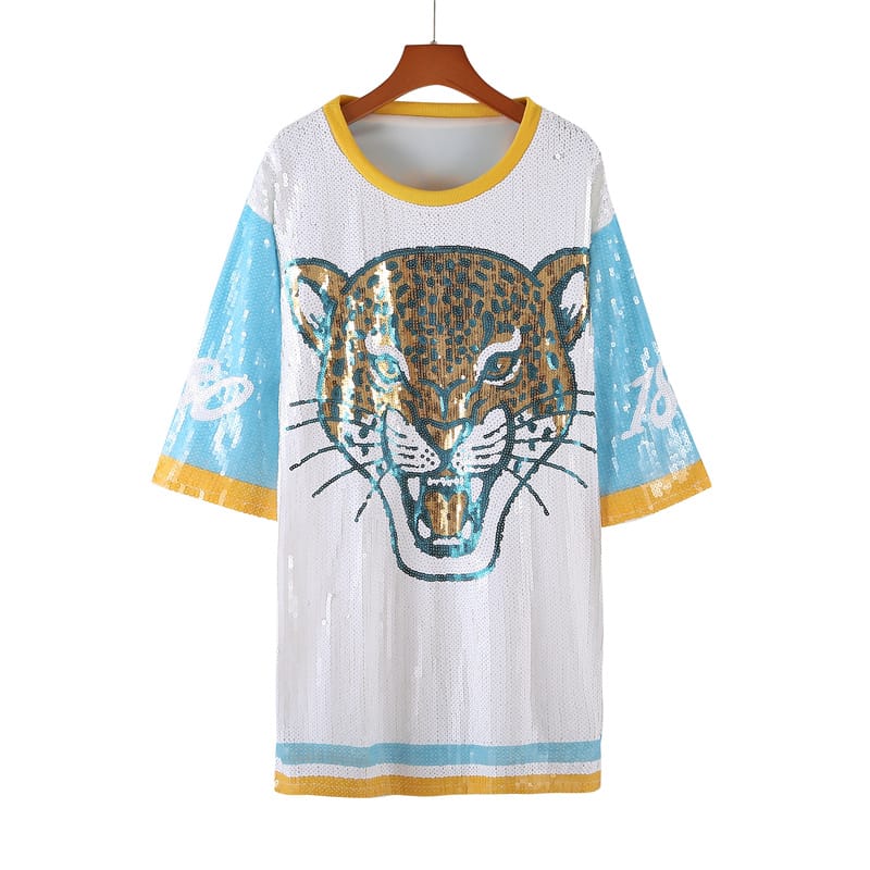Summer New Patchwork Color Letter Cartoon Streetwear Loose T-Shirt Sequins Hip Hop Straight Short Sleeve Women's Tops