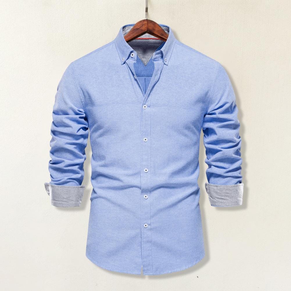 Men Regular Fit Shirt Men Shirt Soft Breathable Men's Cardigan Shirt with Lapel Single-breasted Buttons Mid Length for Fall