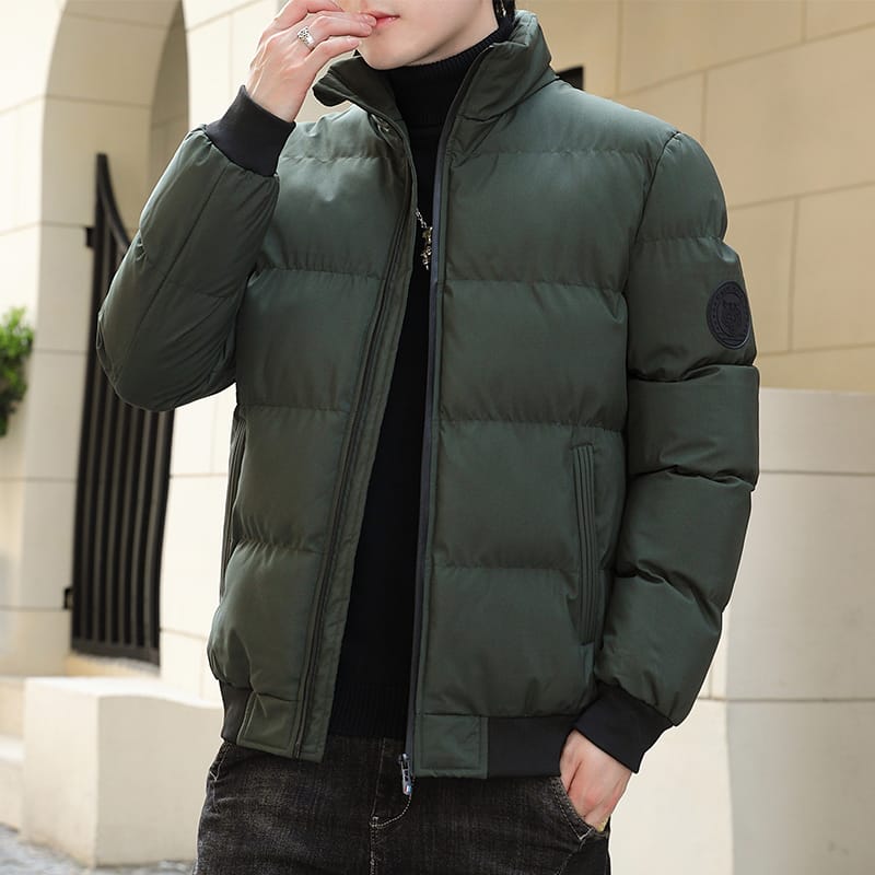 Men's Down Jacket Autumn Winter New Solid Color Thickened Warm Casual Business Office Stand Collar Jacket Men's Simple Jacket