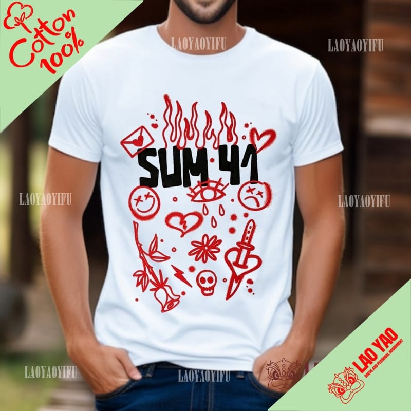 Sum 41 Streetwear Rock Band Women's -shir T Shirt for Men 100% Cotton Short Sleeved T-shirt Harajuku Y2k Clothing Tops