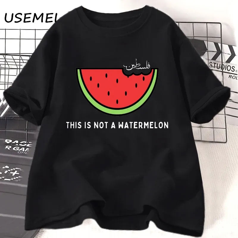 This Is Not A Watermelon Palesti T-shirts Women Men Cotton High Quality Printed Clothing Graphic Tee Oversized Women's Clothing