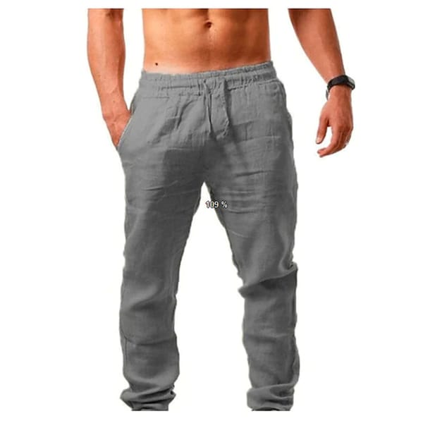 2024 Men's Pants Loose Relaxed Breathable Lacing Solid Color Pants Summer Pants Men Casual Lightweight Pants