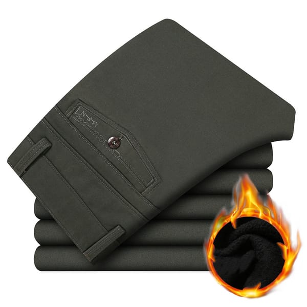 Men's Winter Casual Fleece Warm Business Pants Classic Slim Fit Men Office Overalls Suit Trousers Male Pure Wedding Dress 2XMR23