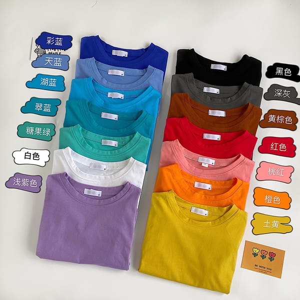 Summer Cotton Womens T-shirt Short-sleeve T shirt Short Sleeve Pure Color s clothing t shirts Tops Tee Women's clothing NS4967
