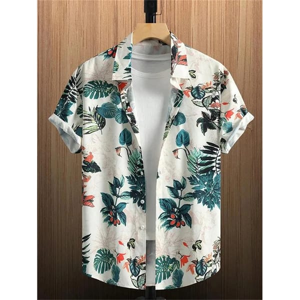 Summer Flower 3D Print Tops Men's Summer Hawaiian Beach Shirts Outdoor Party Harajuku Blouse Womens Clothes Short-sleeved Tees