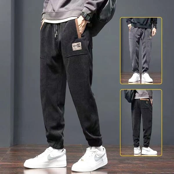 Autumn/Winter Warm Casual Pants Boao Velvet Loose Sports Long Pants Men'S Drawstring Bottom Fleece Straight Leg Trousers