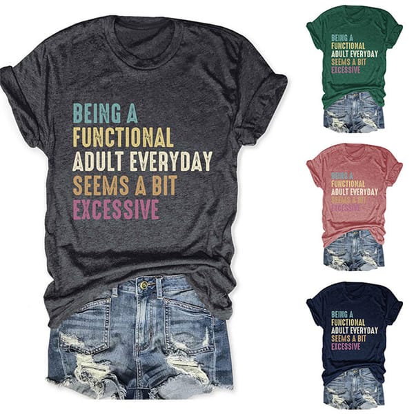 new stylish summer cotton women's dress is being a functional adult monogram print vintage crew neck short-sleeved T-shirt