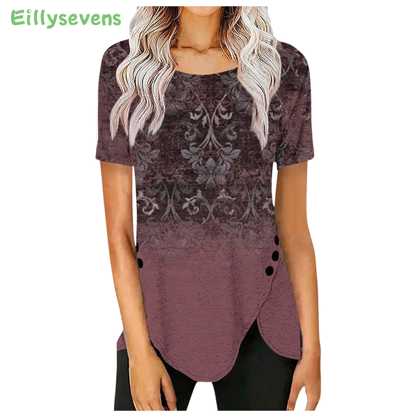 Fashion Flower Women's T-shirt V-neck Ladies Clothes Summer Casual Top Tee Loose Oversized T Shirt For Girls Pullover