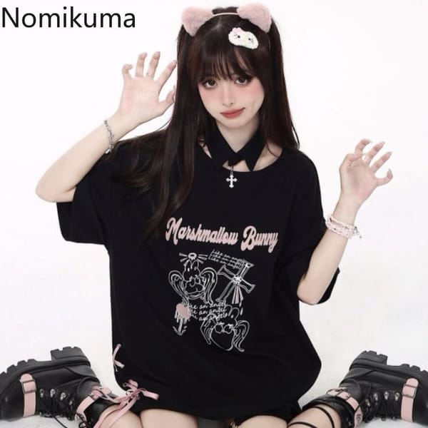 Oversized T-shirts Women's Clothing Japanese Y2K Top Ropa Mujer Printed Short Sleeved T Shirts Fashion Casual Tees Summer Tshirt