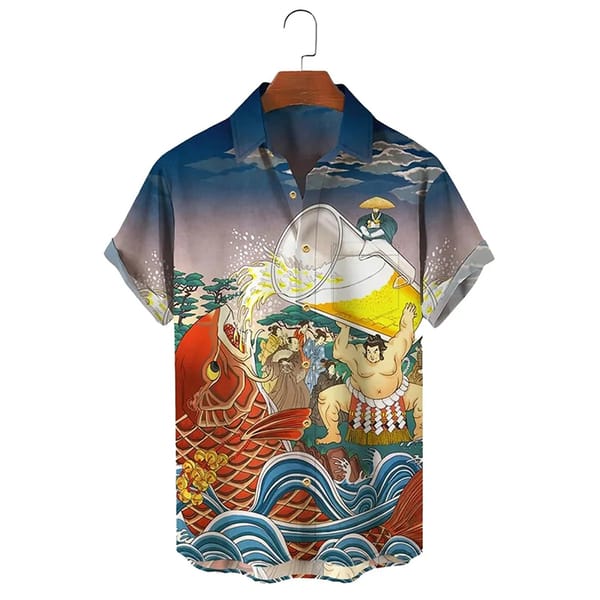 Hawaii New Men's Shirts 3D Dogs Shorts Sleeve Shirt Party Japanese Style Oversized T-shirt Summer Clothing 2024 Lapel Male Tops