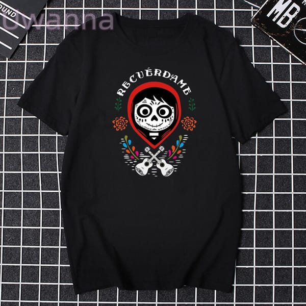 CoCo Guitar Cartoon Letter t-shirts Print Remember Me Short Sleeve T-shirt Graphic Top Streetwear Funny Women's Clothing
