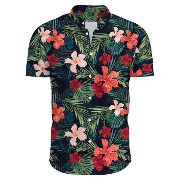 2024 New Popular Hawaiian Casual Men's Shirts Short Sleeved 3D Flower Print Beach Fashion Cool Clothing Oversized Top