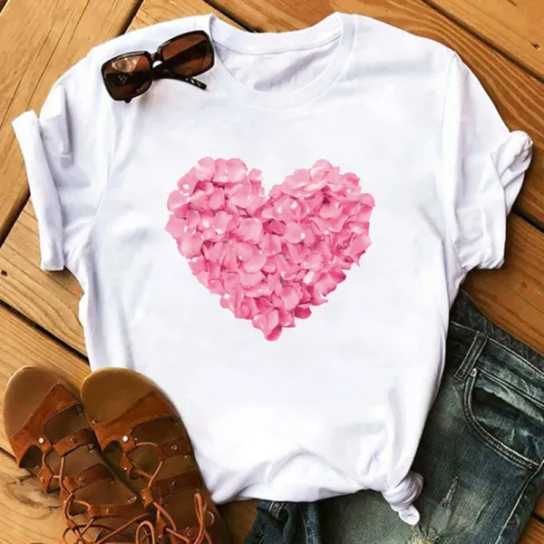 JJ20   Short Sleeve Graphic Tee  Cute Style Lovely Clothes Summer Ladies Print T Fashion Women's Clothing Female T-shirts