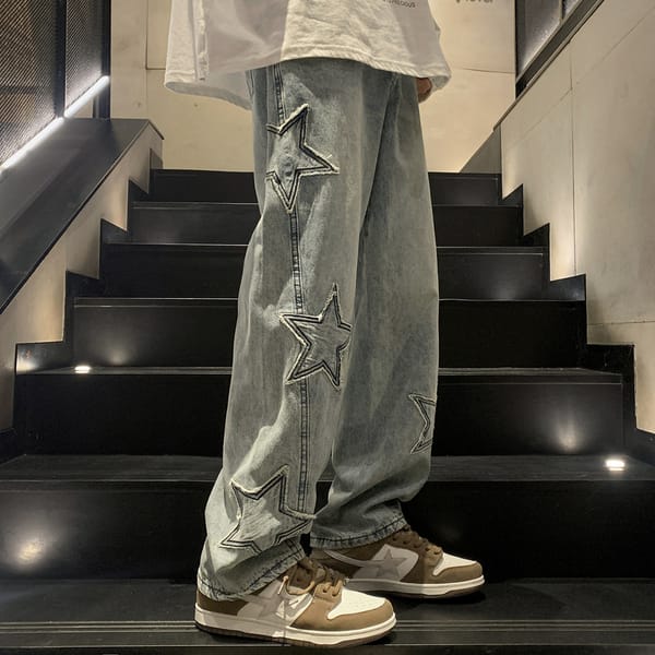 Straight Tube Denim Trousers Men's High-grade Winter Fashion Wide Leg Pants Autumn Winter Loose American High Street Vibe Pants