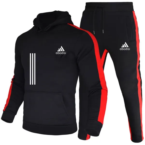 Men's Hoodies Side Striped Sweatshirt Suit Sportswear Man New in Sweatshirts for Men Winter Tracksuit Sets Male Set Pant