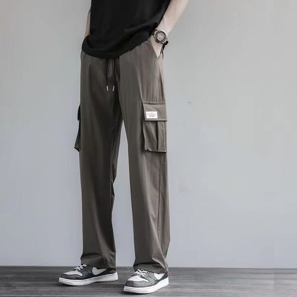 Spring Autumn New Fashion High Waist Pocket Clothing for Casual Versatile Western Style Wide Loose Commuting Simple Men's Pants