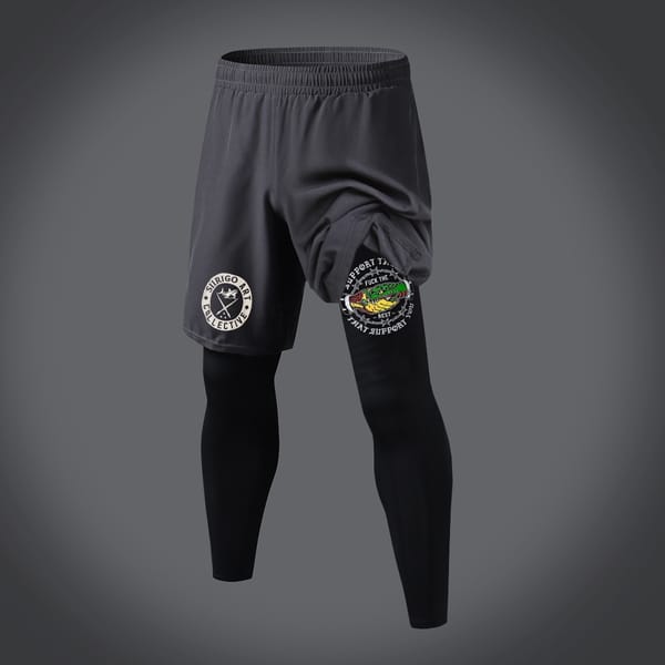 Suitable For Fitness Running Daily, Four Seasons Men's Sports Double Pants, Pattern 3D Printing Fashion Trend, Comfortable Versi