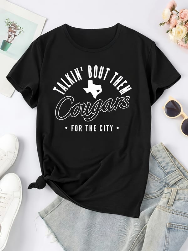 Letter Print Sports Tee, Short Sleeves Round Neck Casual Workout T-shirt Top, Women's Activewear