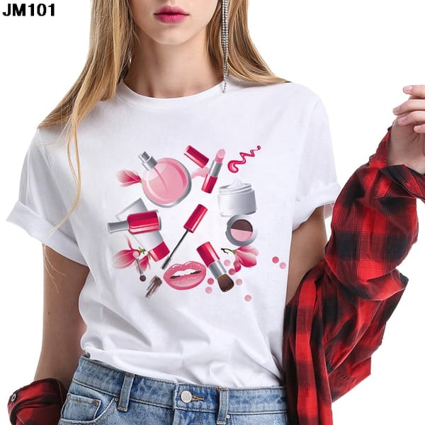 2022 Woman Clothing T Shirt 3D Cosmetic Print 90s Fashion Casual Short Sleeve Tops Tshirt Harajuku Women's Ladies T-shirt Female