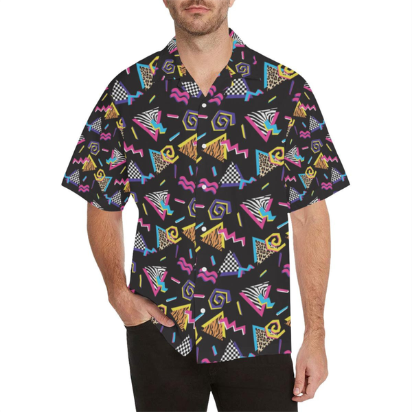 New Men's Hawaiian Shirt Creative Logo Full Printed Hawaiian Beach Style Short Sleeve Button Up Ahola Shirt Oversize Top