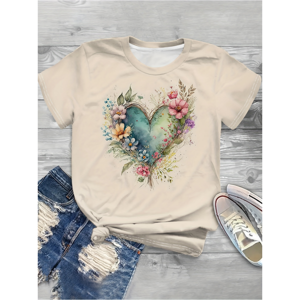 Love Print Women's T-Shirts Simple Characters Pattern Print Tshirt Funny Casual Short Sleeve O Neck Female Clothing Tops Tee