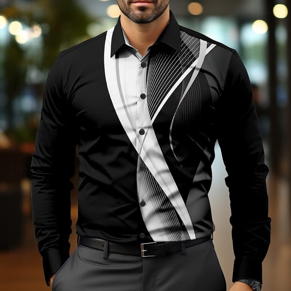 Casual Men's Shirt Autumn Long Sleeve Shirts For Men 3d Printed Tops Street Fashion Oversized Man Clothing Business Black Shirts