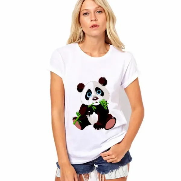 Panda European and American New Print Short Sleeve T-shirt Large Size Women's Wear Y2k Aesthetic  Graphic T Shirts  Clothing