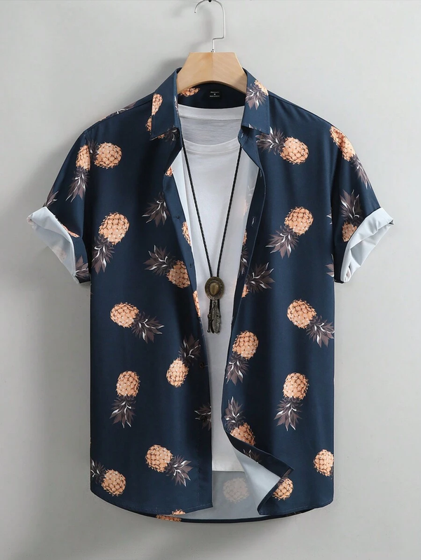 Men's Women's Fun Print Pattern Casual Fashion Short Sleeve Shirts Men's Button Tops
